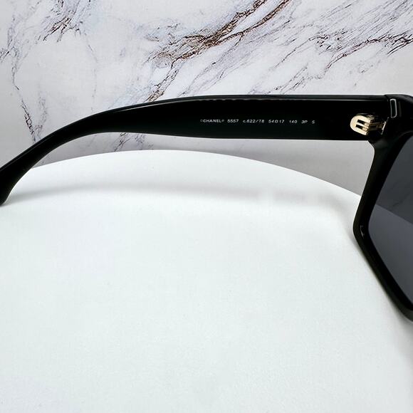 New CHANEL Sunglasses Black Butterfly Gold Polarized Gray Lens - Picture 9 of 16